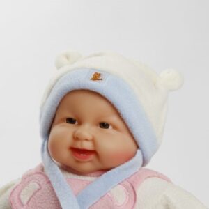 Teddyohrmütze "Jan" hellblau/weiß Gr. 50/52