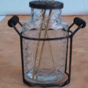 Raumduft Vase Nostalgie aus Glas im Metallgestell, 14 cm hoch