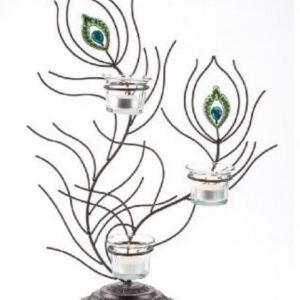 Teelichthalter Passion aus Metall und Glas Schwarz, dreiflammig, 41 cm