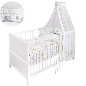 JEDYNAK Komplett-Bett Eule 140x70cm weiß