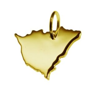 Anhänger der Landkarte Nicaragua in massiv 585 Gelbgold