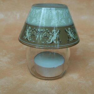 Glaslampe mit Engeln für Teelichter, 9 cm hoch