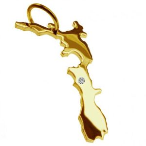 Anhänger Neuseeland mit Brillant am Wunschort 585 Gelbgold