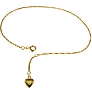 Fusskettchen -  25cm - 333 Gelbgold mit Herzchen