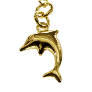 Fusskettchen Delfin - Fugarokette diamantiert - 25cm - 585 Gelbgold