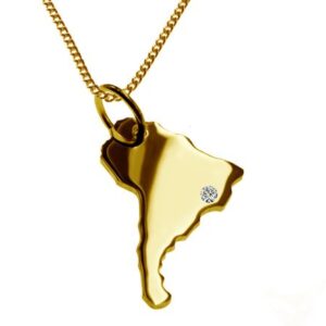50cm Kette + Südamerika mit Brillant am Wunschort 585 Gold