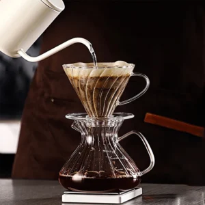 Glas Pour-Over Kaffee-Set Glasfilterbecher mit Griff Glas-Kaffeekanne Handfilter-Kaffeebrüher-Set für Zuhause Café Barista