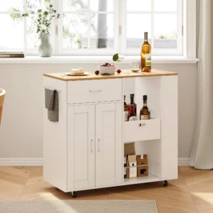 Anajqaqia Küchenschrank mit 1 Schublade und 2 Türen, Sideboard-Buffetschrank, Esszimmerschrank mit Massivholz-Arbeitsplatte, Kaffeebarschrank