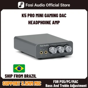 Fosi Audio K5 PRO Gaming USB DAC mit Mikrofon-Kopfhörerverstärker Desktop Mini Audio DAC Amp für PS5 PC