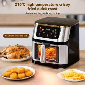 12L Luftfritteuse mit großem Fassungsvermögen, Toaster, Ofen, LED-Touchscreen, großes visuelles Fensterzubehör im Lieferumfang enthalten, hohe Heißluftzirkulation