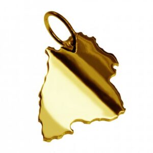 Anhänger der Landkarte Baden-Württemberg in massiv 333 Gelbgold