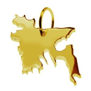 Anhänger der Landkarte Bangladesh in massiv 333 Gelbgold