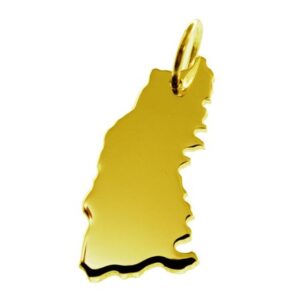 Anhänger der Landkarte Schwarzwald in massiv 333 Gelbgold