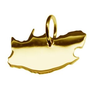 Anhänger der Landkarte Südafrika in massiv 333 Gelbgold
