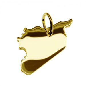 Anhänger der Landkarte Syrien in massiv 333 Gelbgold