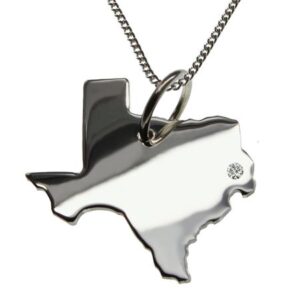 50cm Kette + Texas mit Brillant am Wunschort  in 925 Silber