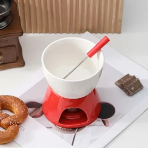 1 Set Keramik-Schokoladen-Funduetopf, Porzellan-Schmelztiegel, Butterwärmer für Küche, Süßigkeiten, Desserts, Karamellgeräte