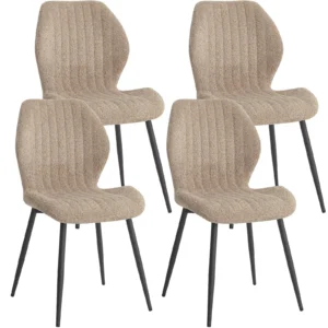 EGOONM Set of 2/4/6 Upholstered Padded Dining Chairs Linen Fabric Kitchen Chairs Metal Legs for Restaurant Cafe Home Room