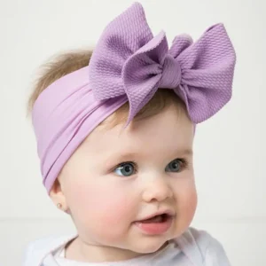 Solides Stirnband mit großer Schleife und Haarknoten für Babys, elastische Nylon-Haarbänder, handgefertigt, für Neugeborene, modische Turban-Kopfbedeckungen, Zubehör