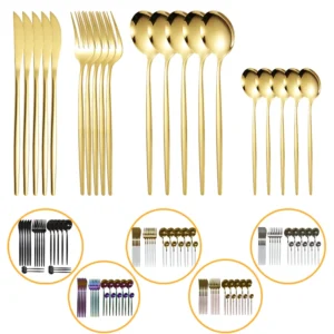 20 stücke Gold Geschirr Set Edelstahl Besteck Set Spiegel Besteck Messer Gabel Löffel Geschirr Besteck Set Spülmaschine Sicher