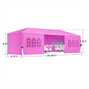 10x30' Modern Wedding Party Canopy Tent Outdoor Gazebo with 8 Removable Sidewalls Pink Color Outdoor Furniture