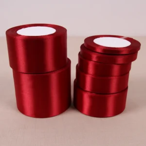 (25 Yards/Rolle) Weinrotes einseitiges Satinband Großhandel Geschenkverpackung Weihnachten Neujahr Bekleidung Nähen Stoff Geschenkband