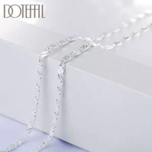DOTEFFIL 925 Silber 16/18/20/22/24/26/28/30 Zoll 2mm Charm Kette Halskette Für Frauen Mann Mode Hochzeit Schmuck