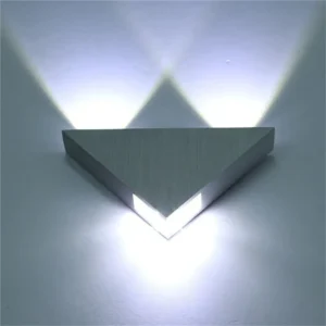 Innen-LED-Beleuchtung, Aluminium, 3 W, Wandleuchte, gebürstetes Silber, dreieckige Form, modernes Schlafzimmer neben Licht für Heimdekoration, AC110 V, 220 V