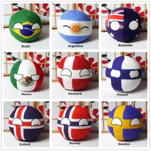 Polandball Plüschpuppe Länder Nationalball Modell Spielzeug Brasilien Portugal Mexiko Countryball Fußball Plüschkissen Anhänger 9-20 cm