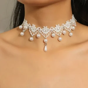 Klassische Gothic Tattoo Spitze Choker Halskette Für Frauen Quaste Perle Anhänger Charme Halsketten Boho Schmuck Weihnachten Geschenk X079