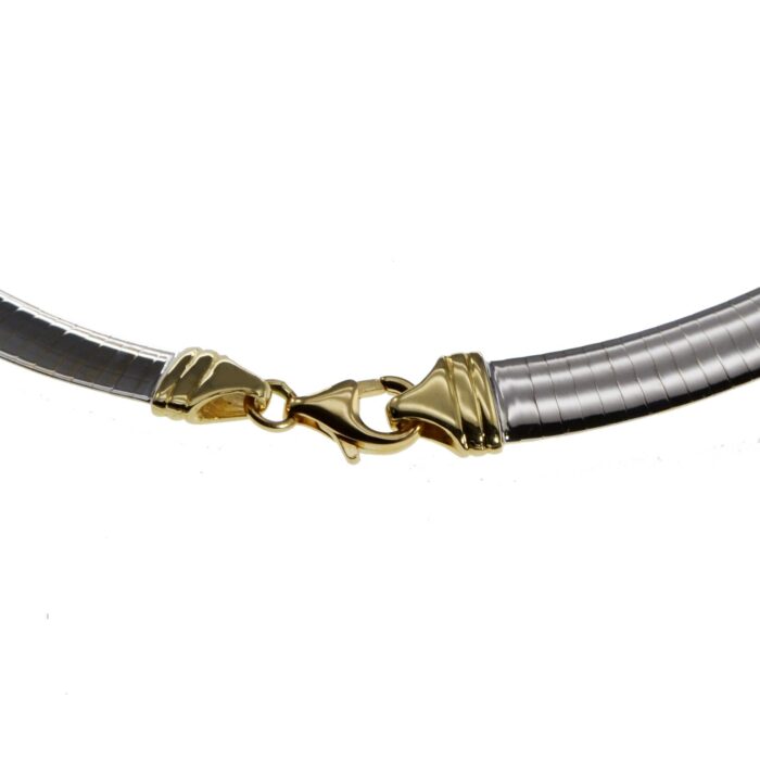 NEW-291-Halsreif-Omega-4mm-flach-45cm-Wendeomega-Omega-585-Weissgold-Gelbgold-45cm-Halsreif-4167