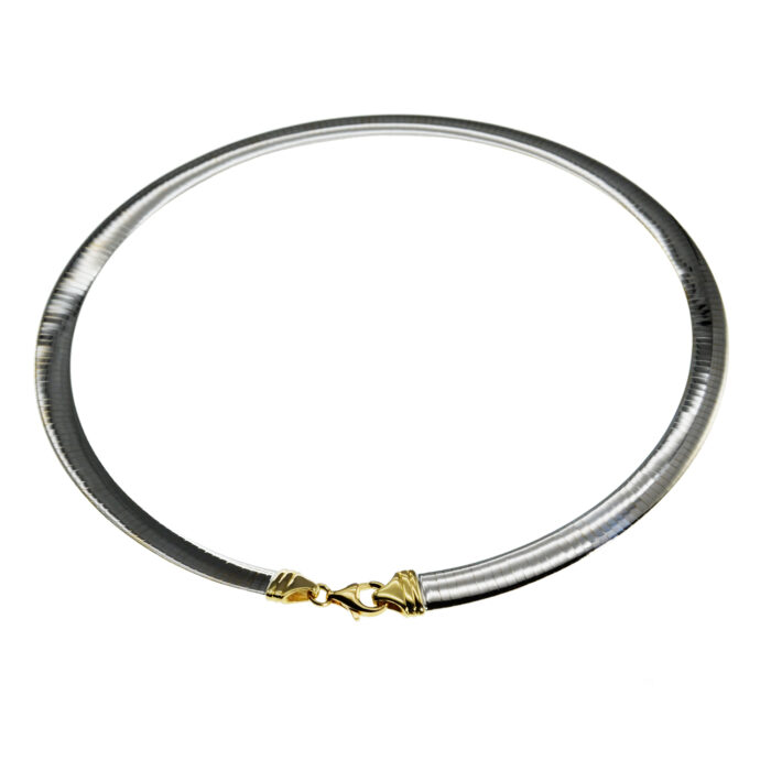 NEW-291-Halsreif-Omega-4mm-flach-45cm-Wendeomega-Omega-585-Weissgold-Gelbgold-45cm-Halsreif-4167_2