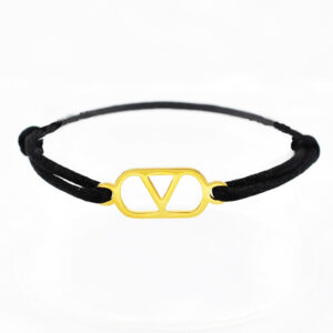 Cross-Border Supply Export Hand-Woven Couple Stainless Steel Warren V Hand Rope Cut Out English Letter Hand Rope Adjustable