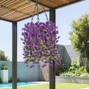 2 Stück 75 cm Heimdekoration zum Aufhängen, künstliche Blumen, UV-beständig, gefälschte Petunias Morning Glory Wandblumengirlande für Gartenhochzeit