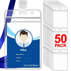 50/20/10 Stück transparente Namens- und Ausweishalter, wasserdicht, dick, vertikal, Visitenkartenhalter, Schutzhüllen mit wiederverschließbarem Reißverschluss
