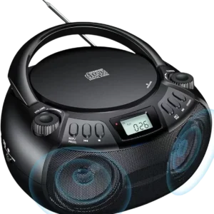 Tragbarer CD-Player Boombox mit AM/FM-Radio, drahtloser Konnektivität, USB/AUX-Eingang und Stereolautsprechern – unterstützt CD/CD-R/CD-RW/MP3