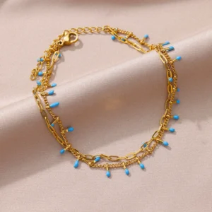 Bohemian Perlen Kette Fußkettchen für Frauen Edelstahl Retro Knöchel Fuß Charme neuen Trend Sommer Strand Accessoires Schmuck