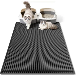 Cat Litter Mat, Honeycomb Double Layer Design, EVA Pad for Litter Box, Traps Urine & Scatter, Easy Clean Non-Slip Mat, Reduce Wa