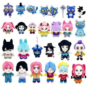 Neue, angesagte Anime-Hunter-Plüschfigur: Süßer lila Tiger mit schwarzem Hut, Elster mit 3 Augen, Monsterjäger-Mädchen-Gruppe, Stofftier für Fans als Geschenk
