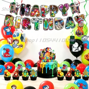 Meccha Chamäleon Geburtstagsparty Dekorationsset Luftballons Banner Cupcake-Topper für Babyparty Zubehör Flaggen-Hintergrund