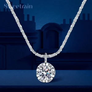 Moissanit-Halsketten für Damen, 925er-Sterlingsilber, funkelnde Blumenkette mit 2 CT Diamant-Anhänger, zierlicher Schmuck, Geschenk