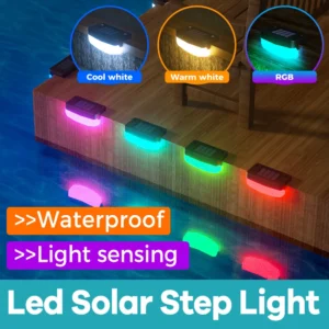 Solar-Terrassenbeleuchtung Wasserdichte LED-Zaunleuchten Garten-Stufenlampe für Terrasse Treppen Geländer Wege