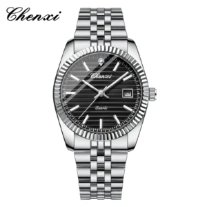 CHENXI 004D Herren Quarzuhren Luxus Edelstahl Uhr Wasserdicht Leuchtdatum Armbanduhr Casual für Männliche Uhr