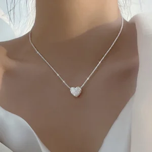 Nieuw 925 Sterling Zilver Mädchen Hammer Muster Liebe Halsket Einfache Herzförmige Anhänger frauen Geschenk Boutique Schmuck NK153