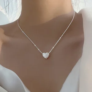 Nieuw 925 Sterling Zilver Mädchen Hammer Muster Liebe Halsket Einfache Herzförmige Anhänger frauen Geschenk Boutique Schmuck NK153