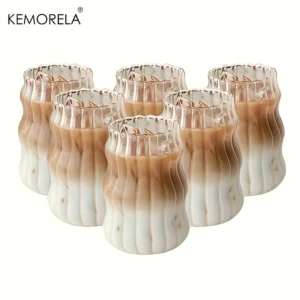2/4/6PCS INS Glas Tasse Wärme-beständig Tumbler Drink Transparent Tee Saft Milch Kaffee Becher Hause wasser Gläser Streifen Bier Becher
