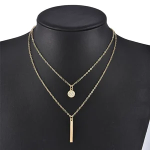 Beliebte modische Halskette aus 925er Sterlingsilber mit doppellagigem Anhänger für Damen, Schlüsselbeinkette, luxuriöser Schmuck, Choker, Geschenk