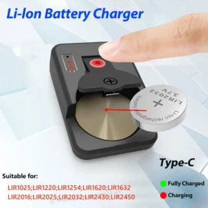 Li-lon Akku Ladegerät Für LIR1025/1220/1254/1620/1632/2016/2025/2032/2430/2450 Münze Lithium-Batterien TypeC Ladung