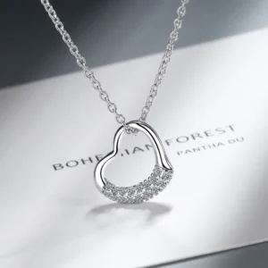 Halsketten mit Anhänger aus 925er-Sterlingsilber, weiblicher Zirkon, Herz-Anhänger, für Frauen, Retro-Luxus-Halsband, Schmuck, Geschenk, weiblicher Schmuck