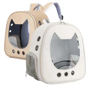Heimtierbedarf, Katzen-Tragetasche, PU, tragbar, für Reisen, Outdoor, Rucksack für Katzen, kleine Hunde, transparent, atmungsaktiv, Umhängetasche